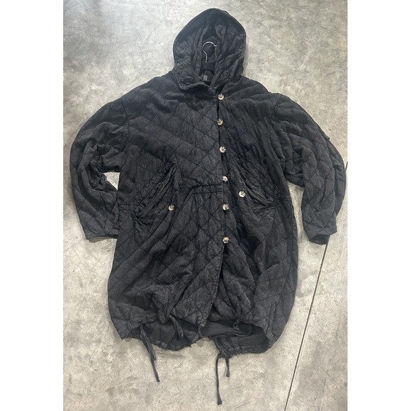 Free People One Cedar Parachute Jacket Hood Quilted Black Small Oversized - Picture 4 of 11